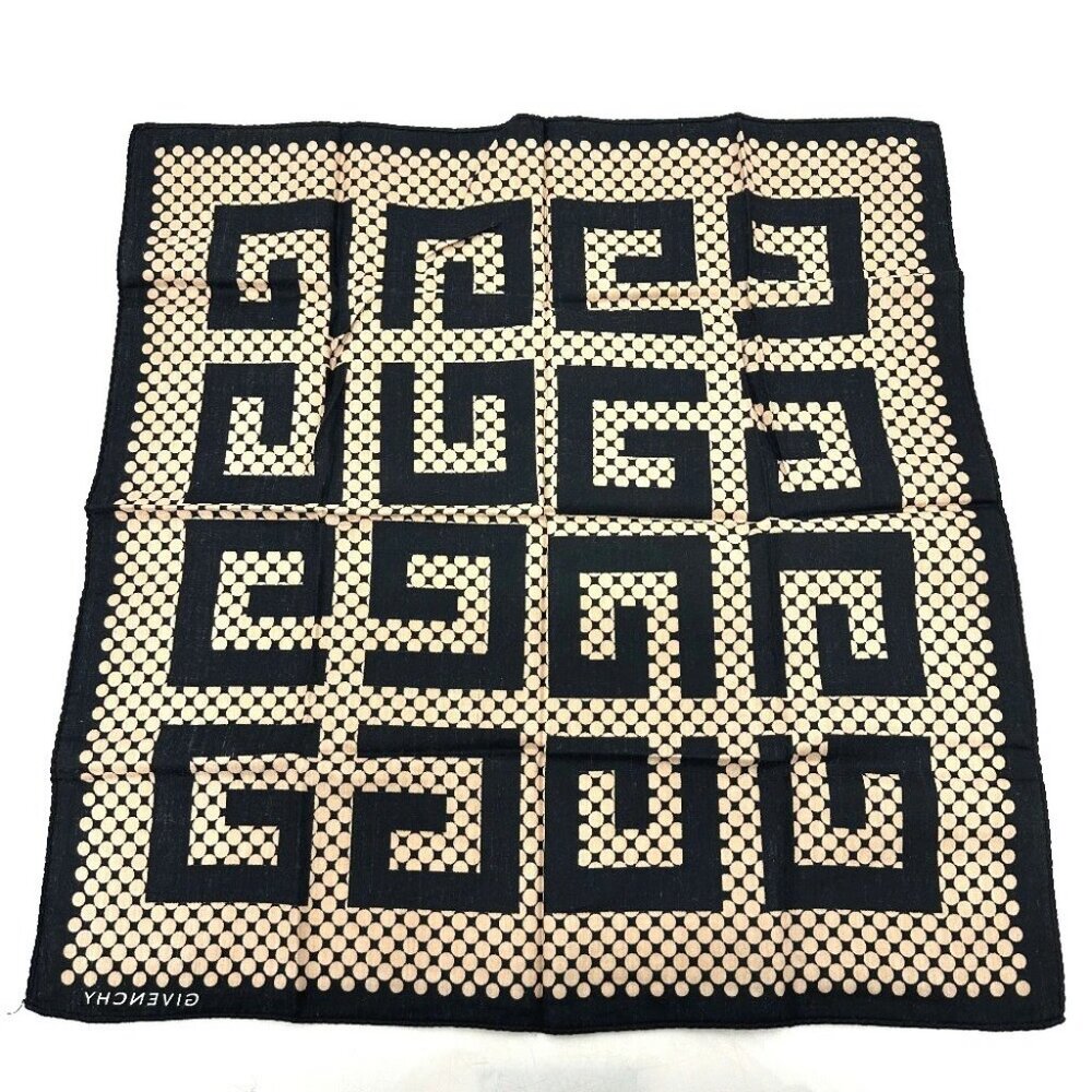 GIVENCHY logo handkerchief Scarf cotton Brown/Black - Picture 6 of 13